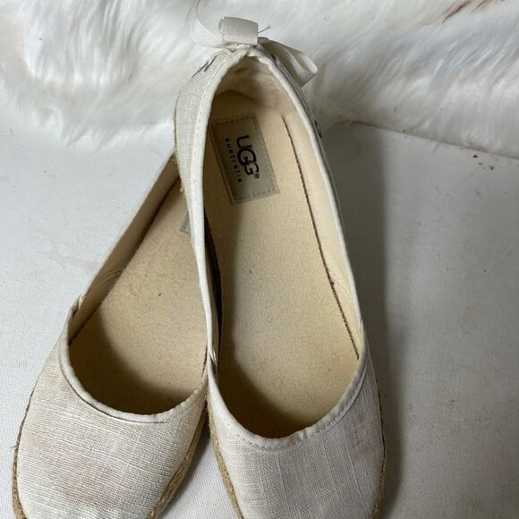 UGG Ivory linen ballet espadrilles flats round toe with lace ribbons bow… - Picture 12 of 12